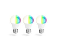 Hama WLAN LED Lamp E27 - Juego de 3 bombillas LED de 8,5 W, regulable, multicolor, RGBW, WiFi con control de voz y aplicación, compatible con Alexa, Google, Siri, Apple, no requiere concentrador