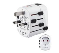Hama Adaptador de viaje universal 150+ países, 2/3 pines, toma de tierra, Blanco