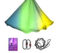 Hamaca aérea de yoga de 5 m de largo x 2,8 m de ancho, juego de columpios de yoga de seda para pilates aéreos con carga de 2000 libras, incluye cadena de margaritas, guía de postura