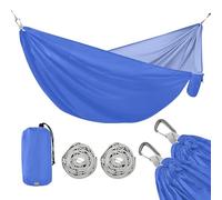 Hamaca azul real para exteriores, capacidad de 150 kg, bolsa de transporte portátil, tela duradera, ideal para patio y jardín, relajación y ocio, perfecta para camping y uso en el patio trasero