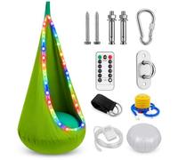 Hamaca colgante, asiento de columpio iluminado con cojín inflable y luces | Asiento de columpio de cápsula, nicho colgante, asiento de columpio, capacidad de carga de hasta 80 kg para interior y hogar