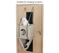 Hamaca colgante de 2 niveles para gatos montada en la puerta, ahorro de espacio, hamaca de doble capa para múltiples con poliéster transpirable de doble capa para gatos