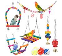 Hamaca colgante de pie, juguete para masticar, escalera para trepar, juguetes coloridos adecuados para jaula de periquitos, cotorras, cacatúas, minás, pájaros del amor, pinzones