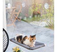 InnovaGoods - Hamaca Colgante para Gatos Catlax, Fácil Instalación con 4 Ventosas, Soporta hasta 30Kg, Ideal Ventanas y Puertas de Vidrio, Blanco, Algodón