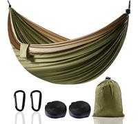 Hamaca Colgante XXL para 2 Personas 300 x 200 cm - Hamaca Jardin Exterior, Ultraligera y Portátil - con Capacidad de 300 kg - Ideal para Camping, Viajes, Balcón e Interior (Verde Militar)