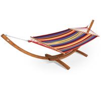 Hamaca con soporte de madera Kiwi Garden Point rayas de colores