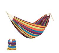 Hamaca de Algodón para Jardín, Terrazas, Viajes, Campings. Hamaca para 2 Personas al Aire Libre con Bolsa de Transporte incluida. (Peso hasta 150kg - Medidas 150 x 180cm)