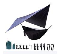 Hamaca De Camping con Mosquitera Y Protector De Lluvia, Capacidad De Carga De 300 Kg, Hamaca De Nailon Portátil, Senderismo Al Aire Libre (Black)