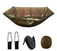 Hamaca de camping con red de nailon 210T de tafetán automático de apertura rápida para exteriores, 260 x 140 cm / 102x55in (verde OD)