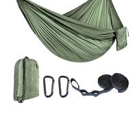 Hamaca de camping con textura de tela de nailon con bolsa de transporte impermeable y tiras ajustables para playa patio trasero hamaca de nailon resistente a las lágrimas