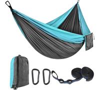 Hamaca de camping con textura de tela de nailon con bolsa de transporte resistente al agua y hamaca de nailon resistente al desgarro con tira ajustable para patio trasero de playa