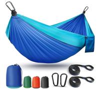 Hamaca de camping ligera y portátil, hamaca de paracaídas con dos correas de árbol, hamaca individual o doble, hamacas de nailon para campamento, esenciales para la playa, mochileros, senderismo,
