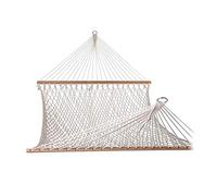Hamaca de cuerda de algodón para exteriores, diseño de rejilla tejida, 200 x 150 cm, para camping, patio, interior y patio, cómoda y relajante, elegante hamaca blanca para todos los espacios
