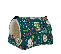 Hamaca de cueva de juguete, hamaca para pájaros, nido de felpa cálida, jaula para periquitos, cacatúas, canarios, cama para pájaros (bosque azul, L)