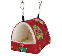 Hamaca de cueva de juguete, hamaca para pájaros, nido de felpa cálida, jaula para periquitos, cacatúas, canarios, cama para pájaros (árbol de Navidad rojo, L)
