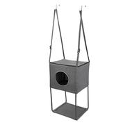 Hamaca de hurón, hamaca colgante para gatos, cama colgante de fibra de poliéster suave de doble capa gris para mascotas, cama colgante para gatos para primavera, verano e invierno
