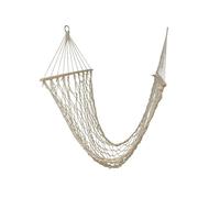 Hamaca de macramé con madera y borlas beige 270x80 cm