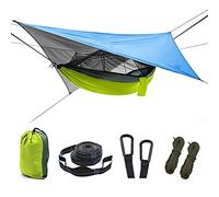 Hamaca De Nailon Ligera, Hamaca para Acampar con Mosquitera Y Protector De Lluvia, 260 X 140 Cm, Capacidad De Carga De 200 Kg, Equipo De Senderismo Al Aire Libre (B)