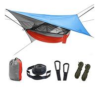 Hamaca De Nailon Ligera, Hamaca para Acampar con Mosquitera Y Protector De Lluvia, 260 X 140 Cm, Capacidad De Carga De 200 Kg, Equipo De Senderismo Al Aire Libre (D)