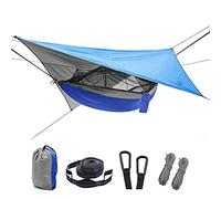 Hamaca De Nailon Ligera, Hamaca para Acampar con Mosquitera Y Protector De Lluvia, 260 X 140 Cm, Capacidad De Carga De 200 Kg, Equipo De Senderismo Al Aire Libre (A)