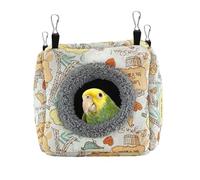 Hamaca de nido de pájaros, cama nido colgante de felpa con escalera para periquitos, cacatúas, conures y pájaros pequeños, cabaña suave y cálida para dormir para jaulas (pequeña)