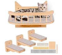 Hamaca de Pared para Gato Con 3 Escalones, Mueble Con Cubierta de Peluche, Rascador para Jugar, Escalar y Dormir