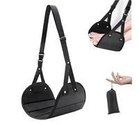 Hamaca de pies con espuma viscoelástica, correa ajustable para reposapiés de viaje, hamaca ligera para pies, accesorios esenciales de viaje para vuelos largos, trenes, autobuses, oficina (negro)