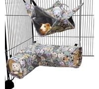 Hamaca de rata de cobaya, túnel de esquina y tubos, hurón, escondite de cobayas para hámster, juguetes de animales pequeños y accesorios de jaula (1. Hamaca + hunnel)