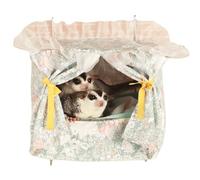 Hamaca de ratas para jaula a prueba de masticación, cama cálida, cesta colgante de acero inoxidable para animales pequeños, accesorios y hábitats de jaula de hurón, alfombrilla extraíble para hámster