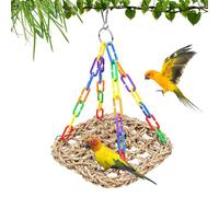 Hamaca de Vogel-Seegras, juguete para mascotas, swing para pájaros resistentes a la mordedura con una hebilla con una cadena de colores para la seguridad de los pájaros