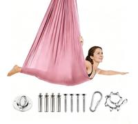 Hamaca de Yoga Aérea para Adultos, 280x150 cm, Antigravedad, Transpirable y Duradera, Capacidad de 200 kg, para Ejercicios en Interior y Exterior (Rosa)