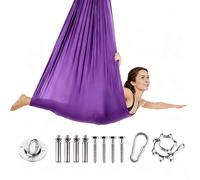 Hamaca de Yoga Aérea para Adultos, 280x150 cm, Antigravedad, Transpirable y Duradera, Capacidad de 200 kg, para Ejercicios en Interior y Exterior (Morado)