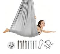 Hamaca de Yoga Aérea para Adultos, 280x150 cm, Antigravedad, Transpirable y Duradera, Capacidad de 200 kg, para Ejercicios en Interior y Exterior (Gris)