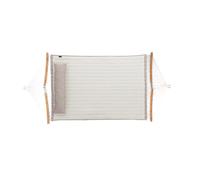 SONGMICS Hamaca Doble Tapizada, Hamaca de Jardín con Barras Curvas de Bambú Separables, con Cojín, para Camping, 200 x 140 cm, Carga de 225 kg, Crema y Beige GDC34BE