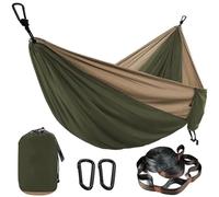 Hamaca doble para exteriores con correas, equipo ligero de camping y supervivencia, muebles de viaje portátiles para dos, color verde militar y caqui