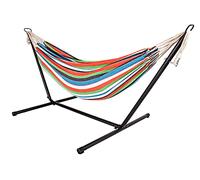 Hamaca doble para exteriores con estructura - 285 x 120 x 110 cm - hamaca para 2 personas - soporta hasta 150 kg (Vibrant Striped)