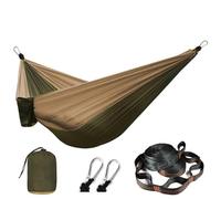 Hamaca doble verde militar con correas, muebles ligeros de supervivencia al aire libre para viajes y aventuras, perfecta para parejas y mochileros