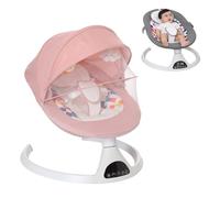 Hamaca eléctrica para beber, columpio eléctrico de bebé nacimiento, 0-12 meses, peso portador 12.5 kg, con mando a distancia, 5 amplitudes de vibración, música Bluetooth (rosa)