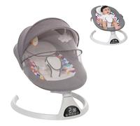 Hamaca eléctrica para beber, columpio eléctrico de bebé nacimiento, 0-12 meses, peso portador 12.5 kg, con mando a distancia, 5 amplitudes de vibración, música Bluetooth (gris)