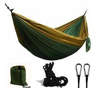Hamaca exterior 275 x 140 cm de nailon de seda de paracaídas hasta 300 kg ultraligera hamacas XXL Camping 2 personas DF-PH-275 x 140 negro y naranja