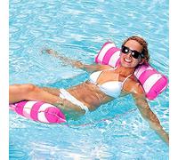 Hamaca Flotante, GUBOOM Hamaca de Agua 4 en 1 Tumbona Flotante Hamaca Flotante Colchoneta Piscina Tumbona Colchoneta Piscina Adultos Cama Flotante de Agua (Rosa)