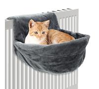 Hamaca gato para radiador, caseta interior invernal 45,5 x 39 x 25,5 cm, cama suspendida para gatos colgada al borde del radiador (gris)