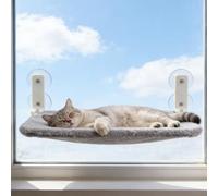 Hamaca Gato Ventana, Cama De Gatos, Hamaca para Gatos, Plegable, Cama Plegable con 4 Ventosas Fuertes para Interiores, Tela Suave para Grandes De hasta 20 Kg, 52 X 30 Cm, Gris