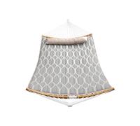 SONGMICS Hamaca, Hamaca con Barras separadoras de bambú Curvas Desmontables, Almohada, 200 x 140 cm, Carga 225 kg, Gris y Rombo Beige GDC034G02