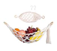 -Hamaca - Hamaca colgante y hamaca, de malla decorativa tejida a mano de algodón | Hamaca de frutas tejida para cebollas, plátanos, patatas, ajo, pomelo