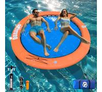Hamaca Inflable de Agua - Gran Flotador Redondo para Lago y Piscina, Isla Familiar para 2-3 Personas, Ideal para Fiestas, Incluye Bomba y Accesorios