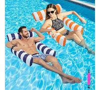 Hamaca Inflable, Hamaca Flotante Piscina 4 En 1 Hamaca De Agua De Aire Flotadores Piscina Silla Flotante Colchoneta Hinchable Piscina Tumbona con Bomba para Adultos y NiñOs