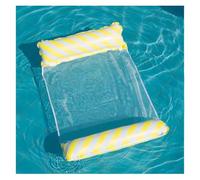 Hamaca Inflable Piscina Sillón Inflable Plegable A Rayas Ideal para Fiestas En La Piscina Y Playa con Respaldo De Red.(Yellow)