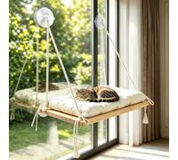 Hamaca para gatos con ventana - Tumbona de ventana regulable en altura para gatos con cojín suave y ventosas fuertes, asiento de gato estable lavable para tomar el sol y observar aves
