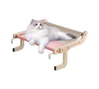 Hamaca para Gatos con Ventana: Varilla Robusta de Madera Maciza, Lugar de Descanso Ajustable en Altura | Funda de Tela Transpirable con Soporte de Metal, de relajación Que Ahorra Espacio para a